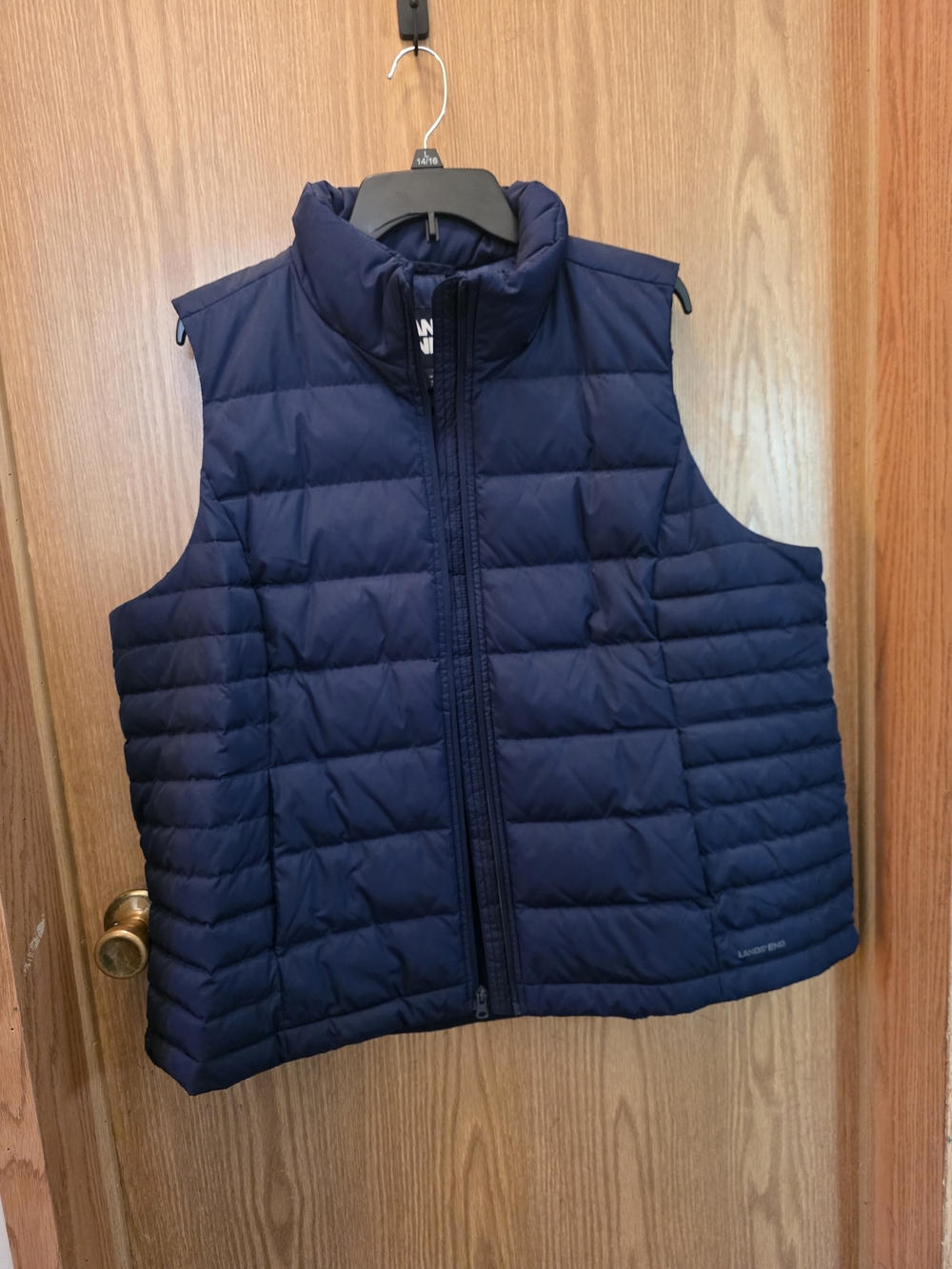 Lands' End Navy Quilted Puffer Vest